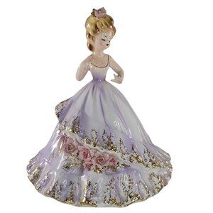 Josef Originals Porcelain Engagement Figurine Romance Series Purple Dress *Chips